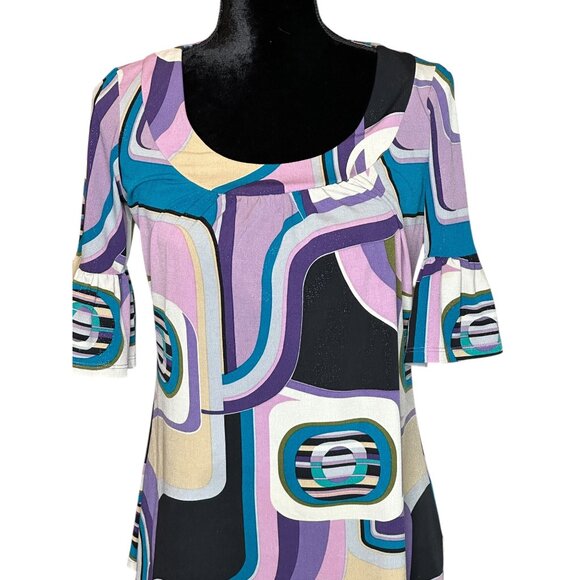 INC International Concepts Top Womens Size Medium Retro Print Flowy Sleeves - Picture 4 of 15